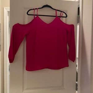 Fuschia, off the shoulder, long sleeve top, size medium